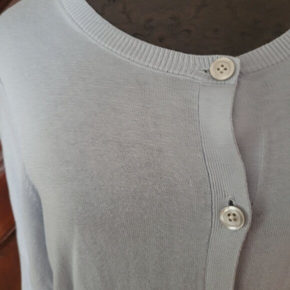Loft Womens Button-Down Cardigan Sweater Light Blue Size M Cotton - Picture 2 of 5